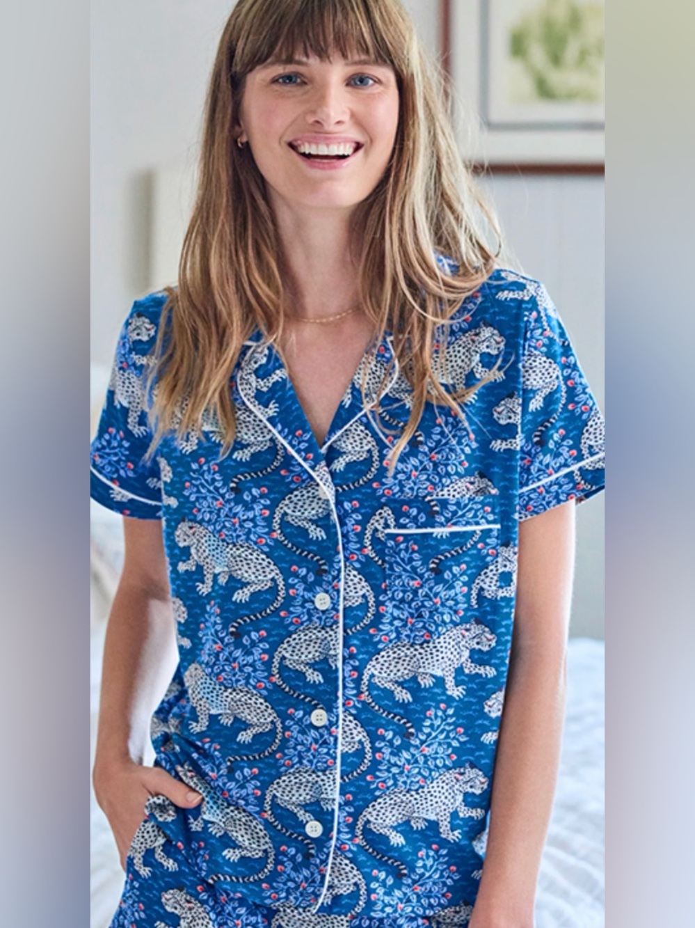 Printfresh Snow Leopard pajama top M